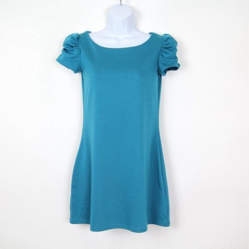 Forever 21 XXI Size SP Womens Boat Neck Short Rory Puff Sleeve Shift Mini Dress